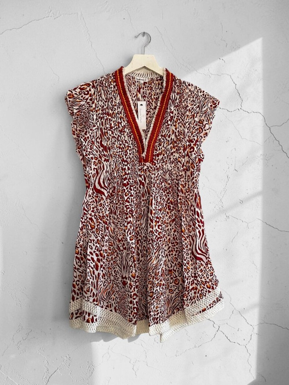 Poupette St Barth Sasha‎ Mini Dress in Leopard Print Size XS, New with Tags